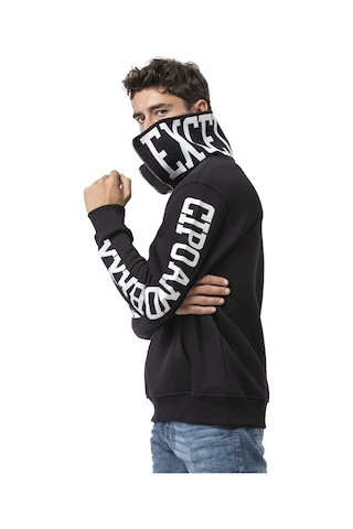 Cl605 Erkek Yarım Fermuarlı Sweatshirt "legendary" Kol Baskılı Ve Göğüs Logolu Kazak Siyah