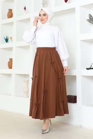 Fiyonk Detaylı Çan Etek Brc1507 Kahve 001