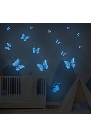 Pvc Duvar Sticker Işıklı Kelebek Duvar Sticker Pembe