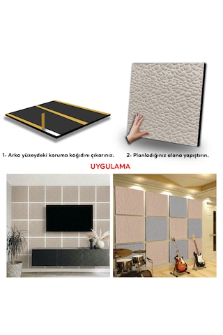 Tink Kendinden Yapışkanlı Akustik Ses Ve Isı Yalıtım Paneli Keçe Dekota Leopar Desenli Ekru 49x49 Cm