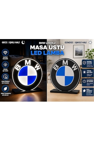 Bmw Masa Lambası , Bmw Logolu Led Işıklı Masa Lambası , Bmw Gündüz Gece Masa Lambası Siyah
