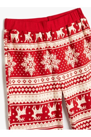 Koton Yılbaşı Temalı Pijama Altı Düz Paça Beli Lastikli Bordo 4wlk50009mw 4WLK50009MW459 Bordo