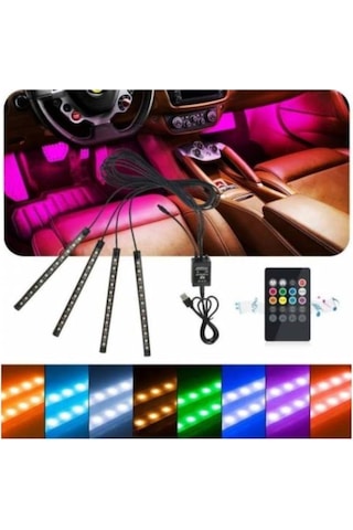 Ahmet Otomotiv Ayak Altı Led Rgb Işık Araç Içi Ve Ev Aydınlatma Sese Duyarlı 12 Led Usb Girişli