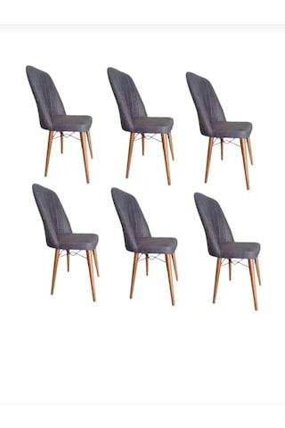 6 Kişilik Takım Mutfak Salon Sandalye Antrasit - Gri