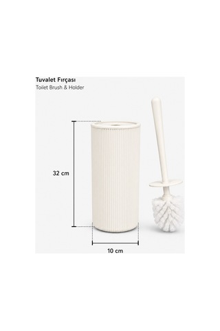 Modern Çizgili Banyo Çöp Kovası 6,25 Litre & Tuvalet Fırçası Seti İkili Set, Dayanıklı Plastik Beyaz