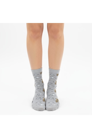 Gost Liria- Tired Socks Desenli Unisex Soket Çorap Taş