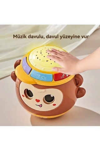 Müzikli Işıklı Hacı Yatmaz Maymun - Yıldızlı Gökyüzü Projeksiyonlu Uyku Arkadaşı Bebek Oyuncağı
