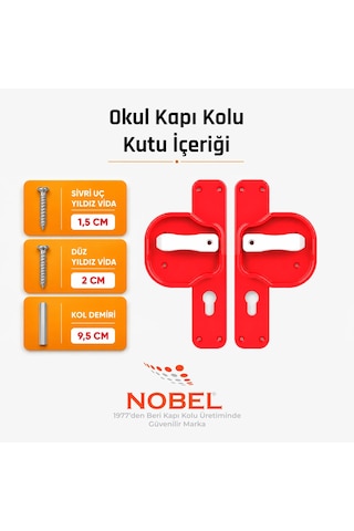 Okul Kapı Kolu Kreş, Anaokulu Ve Sınıf Kapıları İçin Çocuk Korumalı Emniyetli Dayanıklı Plastik Kapı Kolu - Kırmızı