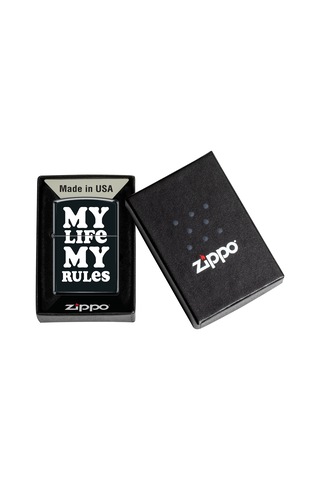 Zippo My Life My Rules - Benim Hayatım Benim Kurallarım Dizayn Çakmak Siyah