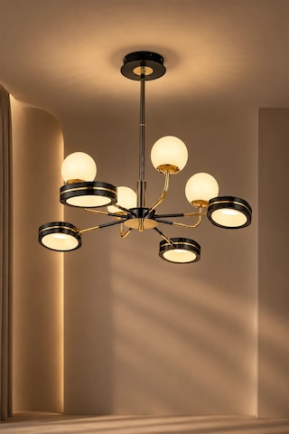 8'li Modern Premium Siyah Gold 3 Renkli Ledli Sarkıt Avizesi Salon Mutfak Oturma Odası Modelleri 72w