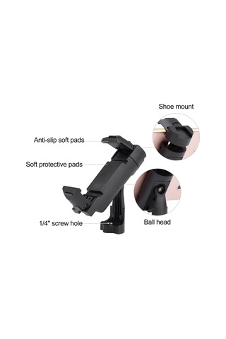 Moveevo Siyah Cep Telefonu Tutucu: 360 Derece Döner Top Kafa, Katlanabilir Tasarım, 1/4 İnç Vida Bağlantısı, Masa Üstü Tripod Uyumlu 60-85mm Genişlik Aralığı