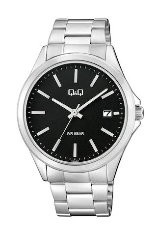 Q&q Qcg8422 Siyah Gümüş Çelik Kordonlu Takvimli Erkek Kol Saati