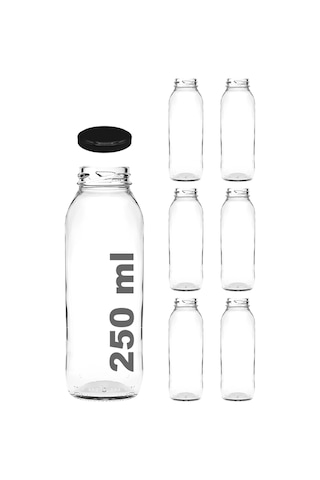Afracam Meyve Suyu Şeffaf 250 ml Metal Kapaklı Cam Şişe 6 Adet