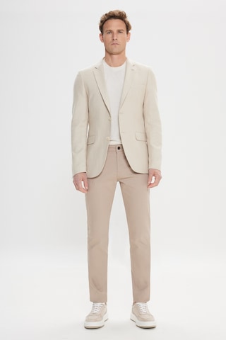 AC&Co / Altınyıldız Classics Erkek Bej Pamuklu Slim Fit Dar Kesim Mono Yaka Kapak Cepli Desenli Esnek Ceket Bej