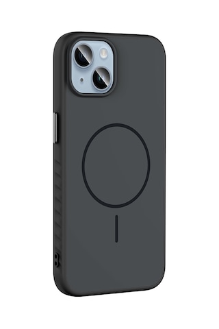 Apple Uyumlu iPhone 15 Kılıf M-safe Şarj Özellikli Zore Tea Kapak Siyah