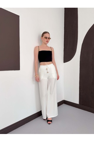 Verymoda Keten Pantolon D2381 Krem