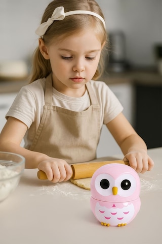 Pembe Baykuş Model Mekanik Mutfak Zamanlayıcı Timer Çocuklar İçin Thr386