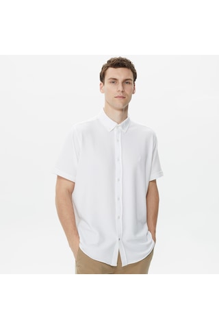 Nautica Erkek Beyaz Classic Fit Kısa Kollu Gömlek Düz W35416t Beyaz