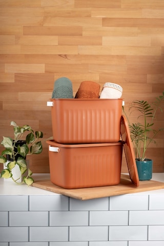 Finehome Boxy 2'li Çok Amaçlı Kutu 15lt Kiremit