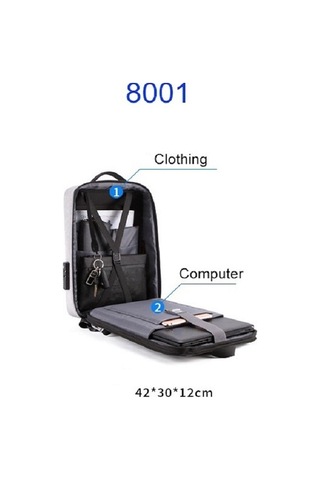 Fastbuy Lenovo Laptop Sırt Çantası Siyah, Sert Kabuk Hırsızlık Önleyici Siyah