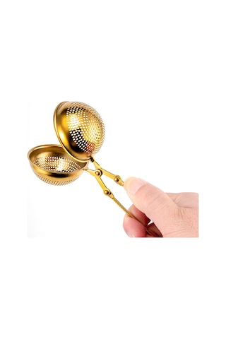 Küre Tasarımlı Gold Renkli Paslanmaz Çelik Çay Süzgeci