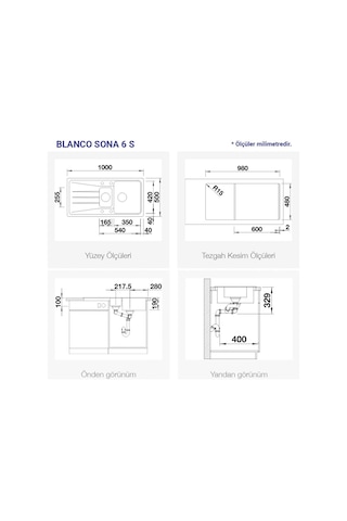 Blanco Sona 6S Granit Eviye. 1.5 Hazneli. Kaya Gri