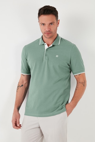 Buratti % 100 Pamuk Düğmeli Regular Fit Erkek Polo Yaka T Shirt 5902118 Elma Yeşili-Beyaz