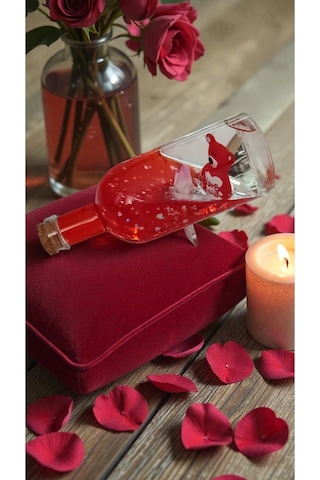 Ayıcılıklı Love Yazılı Sevgililer Gününe Özel Batmayan Sulu Biblo Boyut 16cm 1 Adet Gönderim