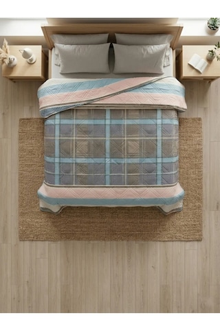 Elegancehome Desenli Yatak Örtüsü 200x220 Cm - Çift Kişilik Mikrofiber Yumuşak Dokulu Bej