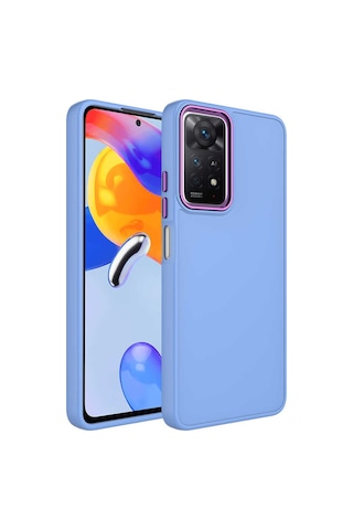 Redmi Note 11 Pro 5g Kılıf Metal Çerçeve Ve Buton Tasarımlı Silikon Tchs Luna Kapak - Lila Lila