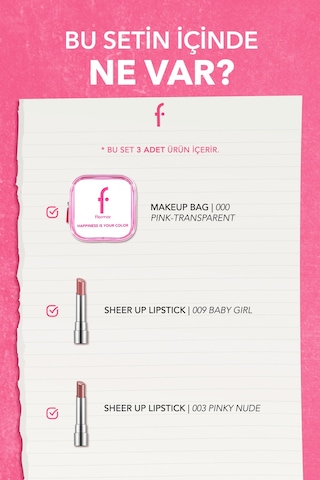 Flormar Sheer Up Lip Duo Pembe Çantalı 2 Li Ruj Seti SET216