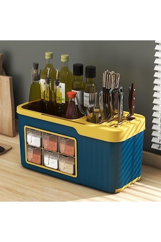 Pazly Beyaz Çok Fonksiyonlu Baharat Kutusu Mutfak Depolama Çeşni Şişesi Bıçağı Takım Saklama Beyaz