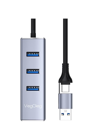 VegGieg Usb Ve Type-C Gigabit Ethernet Adaptörü 3 Port Usb 3.0 Çoklayıcı Hub