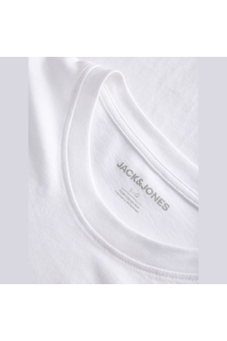 Jack & Jones Erkek Gögüs Baskili Bisiklet Yaka Tisört - Tom - 12298418 Beyaz