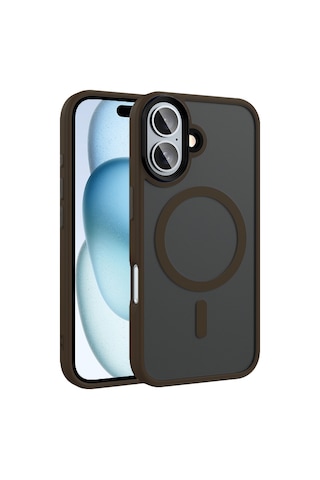 Apple Uyumlu iPhone 16 Plus Kılıf Mat Arka Yüzey Wireless Şarj Özellikli Zore Flet M-safe Kapak Rose Brown