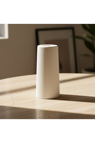 10cm - Premium - Dikey Çizgili Vazo - Modern - İskandinav Esintisi