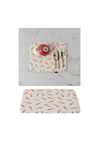 Bulaşık Kurutma Örtüsü, Bulaşıklık, Tezgah Üstü Bulaşık Matı, Süper Emici Mutfak Matı, Havuç Desenli Çok Renkli