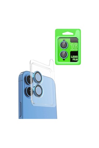 Mey İthalat Apple, Uyumlu iPhone 16 Plus Raze Metal Kamera Lens - Lacivert