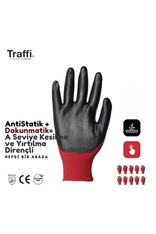 10çift Tg1290 Dokunmatik,antistatik A Seviye Direnç İş Eldiveni