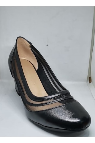White Line 8608 Kadın Kalın Topuklu Klasik Ayakkabı Siyah