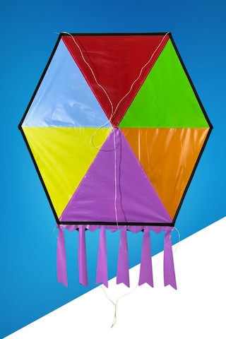 Kumaş Çerçeveli Altıgen Uçurtma - Karmarenk