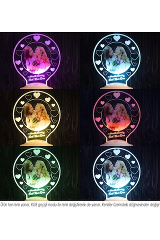 Fotoğraflı Anne Bebek Hediyesi, Resimli Led Gece Lambası, Anneye Fotoğraflı Hediye Özel Led Lamba