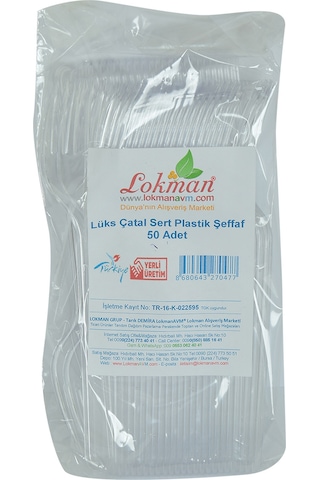 Lokman Avm Lüks Çatal Sert Plastik Şeffaf 50 Adet 1 Paket Şeffaf