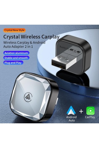 Tr Wireless Carplay Android Auto Adaptörü Usb-a Girişli Kablosuz Araç Bağlantı Aparatı Plug And Play Kolay Kurulu