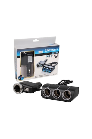 Olesson 1528 12-24v Tek Usb Girişli 120w 80cm Kablolu 3 Lü Araç Çakmak Çoklayıcı