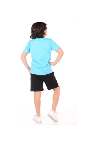 Toontoy Kids Toontoy Erkek Çocuk Önü Yazı Baskılı Şortlu Takım Turkuaz