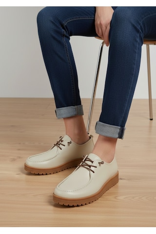 Tarzbu Casual Topuk Dikeni İçin Ortapedik Tabanlı Loafer Makosen Kadın Günlük Yumuşak Ayakkabı Tarzloafer2085 Krem