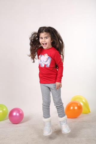 Teenyweenykids Fil Baskı Pijama Takımı Kırmızı