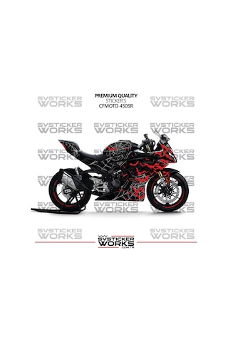 Cfmoto 450sr Kaplama Sticker Crimson Web Design Motor Kaplama Modeli Hazır Kit Tüm Modeller Uyumlu Siyah