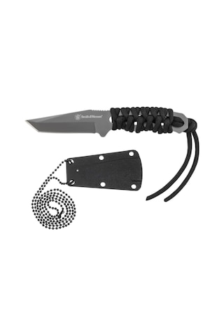 Smith Wesson Paracord Neck Knife Gray Plain Tanto Fixed Boyun Kamp Bıçağı Sw910tamcp Siyah
